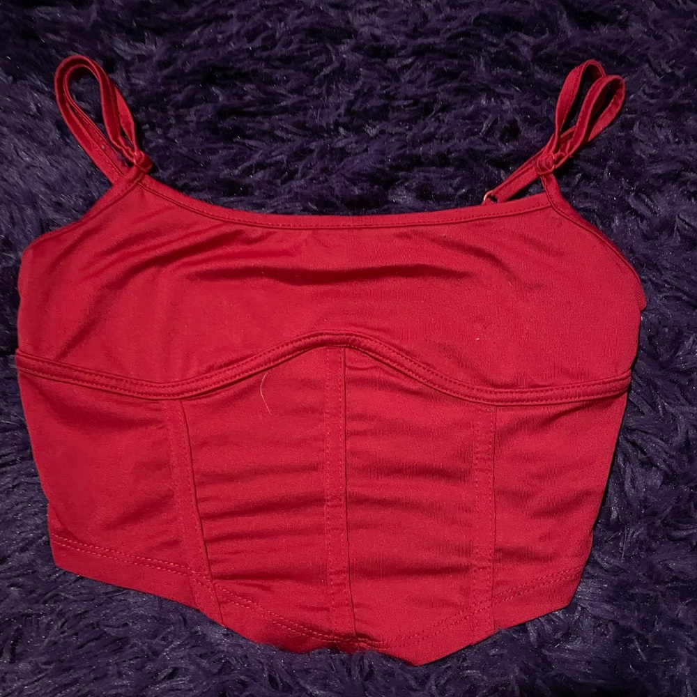 Red , short tank top